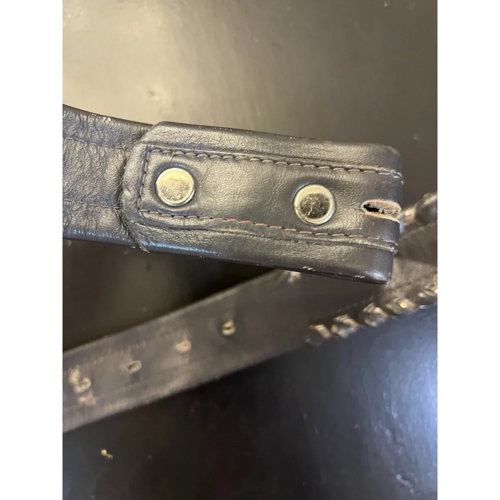 Justin Vintage Top Grain Cowhide Western Grey Silver Whipstitch Belt Mens 30 USA